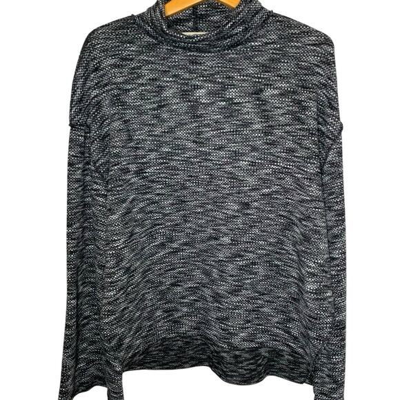 Free People Sunny Days Large Textured Knit Mock Neck Sweater Night Star OB10681 - Picture 1 of 7